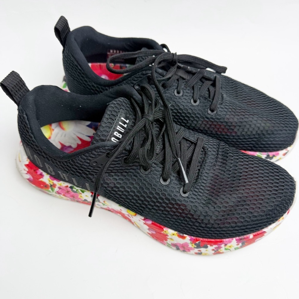 Nobull Black Floral Mesh Sneakers Size 11 - Picture 2 of 7